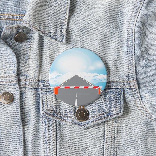 Red and White Road Barrier Blocked Access  3 Inch Round Button (Creator Uploaded)