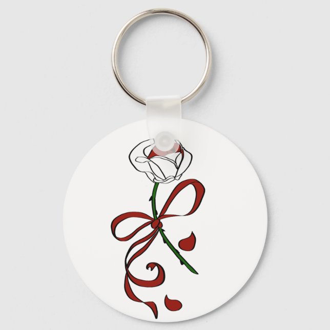 Red and White Rose Keychain (Front)