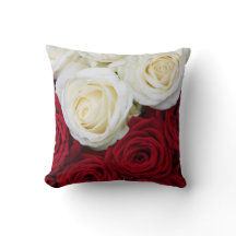 Red and white rose pillow