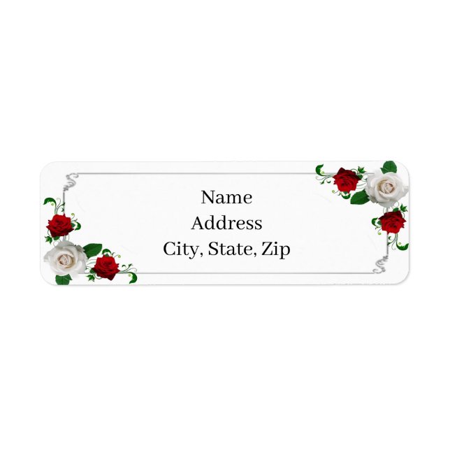 Red And White Roses Christmas Wedding Address (Front)