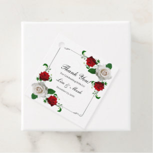 Red And White Roses Christmas Wedding Favour Tags