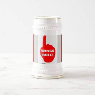 RED AND WHITE RULE BEER STEIN