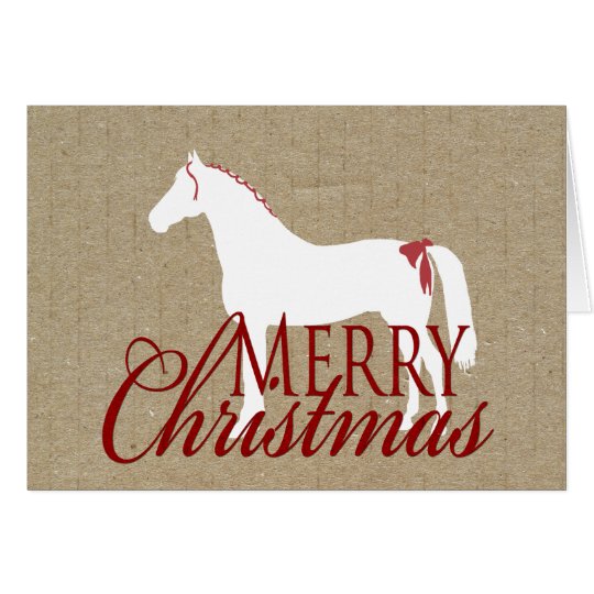 Red and White Rustic Horse Christmas Card