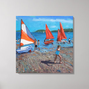 Red and White Sails Abersoch Canvas Print