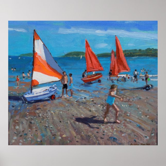 Red and White Sails Abersoch Poster (Front)