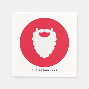 Red and White Santa Beard Modern Holiday Napkin