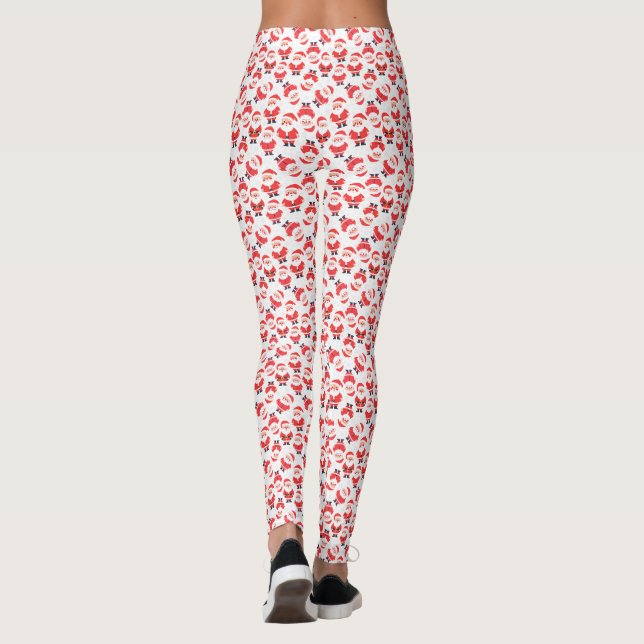 Red And White Santa Claus Novelty Party Leggings (Back)
