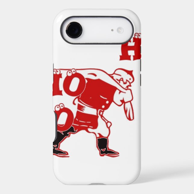 Red and White Santa Walking Ho Ho Ho Art Print (Back)