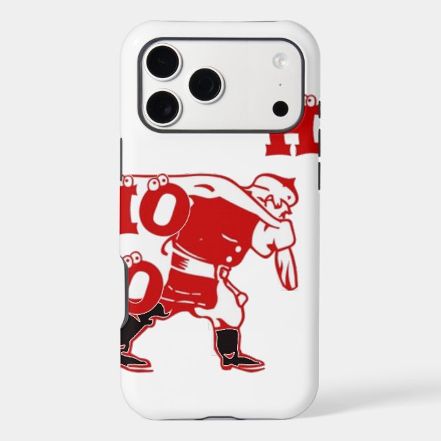 Red and White Santa Walking Ho Ho Ho Art Print (Back)