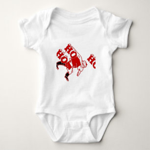 Red and White Santa Walking Ho Ho Ho Art Print Baby Bodysuit
