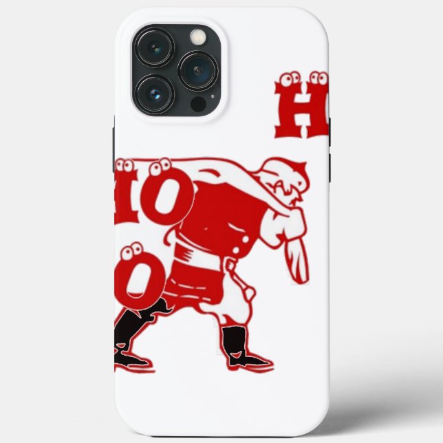Red and White Santa Walking Ho Ho Ho Art Print Case-Mate iPhone Case (Back)