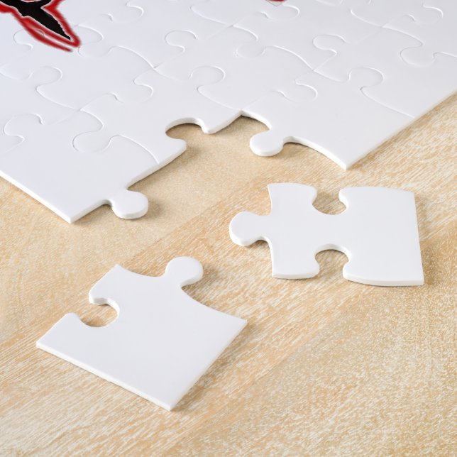 Red and White Santa Walking Ho Ho Ho Art Print Jigsaw Puzzle (Side)