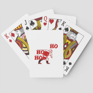 Red and White Santa Walking Ho Ho Ho Art Print Playing Cards