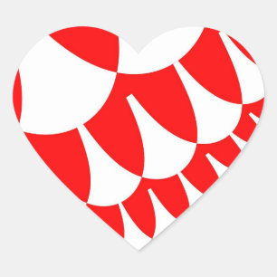 Red and White Scales Heart Sticker