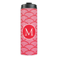 Red and White Scallop Pattern Monogram