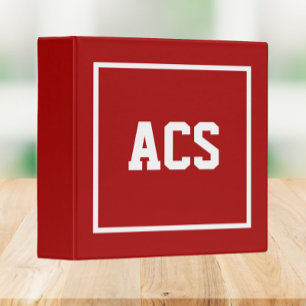 Red and White School Colours and Letters Binder
