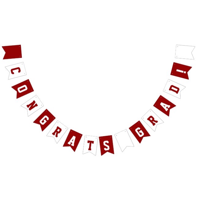 Red and White School Colours Graduation Bunting Flags (All)