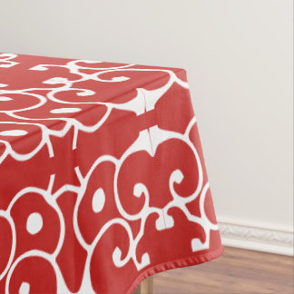 Red and White Schroll Design (Customize the Colour Tablecloth