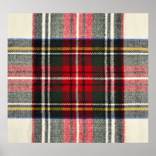 Red and white Scottish tartan plaid. Poster