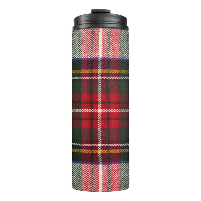Red and white Scottish tartan plaid. Thermal Tumbler (Front)