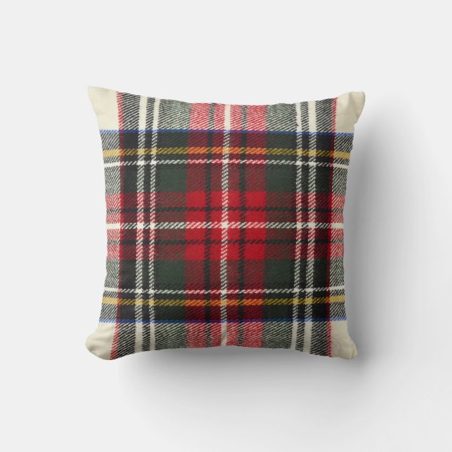 Red and white Scottish tartan plaid. Throw Pillow (Front)