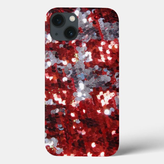 Red and White Sequins Bling iPad Case (Back)