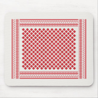 Red and White Shemagh Keffiyeh Pattern Mouse Pad