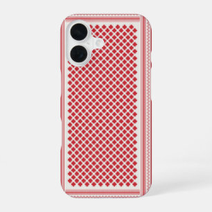 Red and White Shemagh Keffiyeh Pattern, Saudi iPhone 16 Case