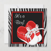 Red and White Shoes Red Zebra Baby Boy Shower