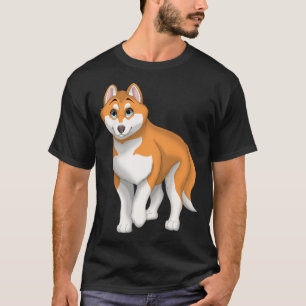 Red and White Siberian Husky Dog with Blue Eyes T-Shirt