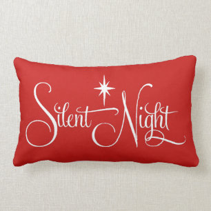 Red and White Silent Night Christmas Pillow