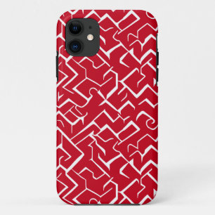 Red and White Skin Pattern   Modern Maze iPhone 11 Case