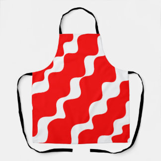 Red and white slanting waves pattern  apron