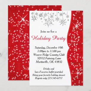 Red and White Snowflake Christmas Invitation