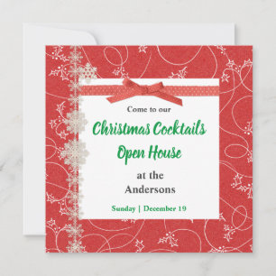 Red and White Snowflake Christmas Party Invitation