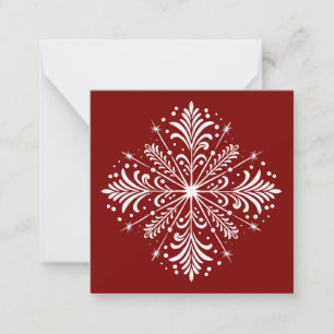 Red and White Snowflake Mini Christmas Card