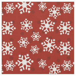 Red and White Snowflake Pattern Fabric
