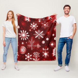 Red And White Snowflake Pattern Fleece Blanket