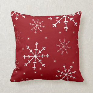 Red and White Snowflake Pillow