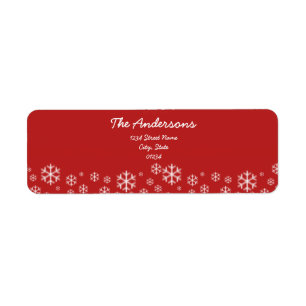 Red and White Snowflake Return Address Labels