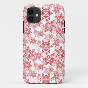 Red and White Snowflake Seamless Pattern iPhone 11 Case