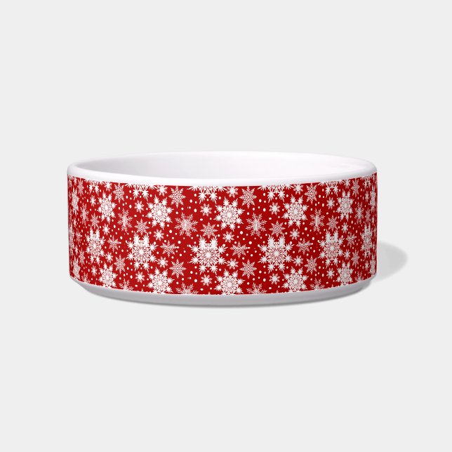 Red and White Snowflake Seamless Pattern Christmas Bowl (Right)