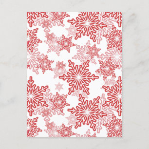 Red and White Snowflake Seamless Pattern Postcard