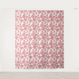 Red and White Snowflake Seamless Pattern Tapestry