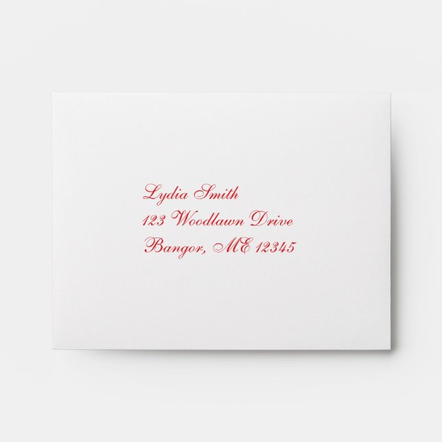 Red and White Snowflakes A2 Envelope for RSVP's (Front)