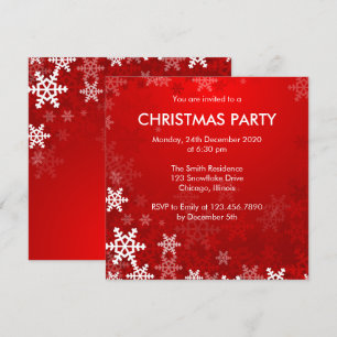 Red and White Snowflakes Christmas/Holiday Party Invitation