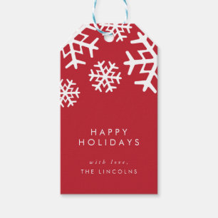 Red and White Snowflakes    Happy Holidays Gift Tags