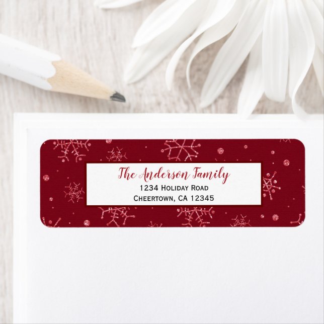 Red and White Snowflakes | Holiday Return Address (Insitu)