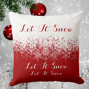 Red and White Snowflakes, Let It Snow, Throw Pillow