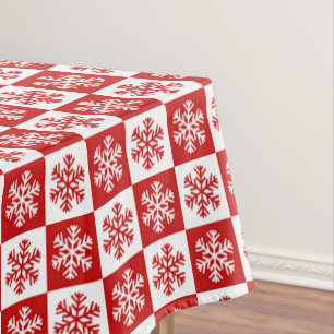 Red and White Snowflakes Tablecloth